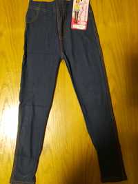 Jeansowe leginsy spodnie dziewczece 140
