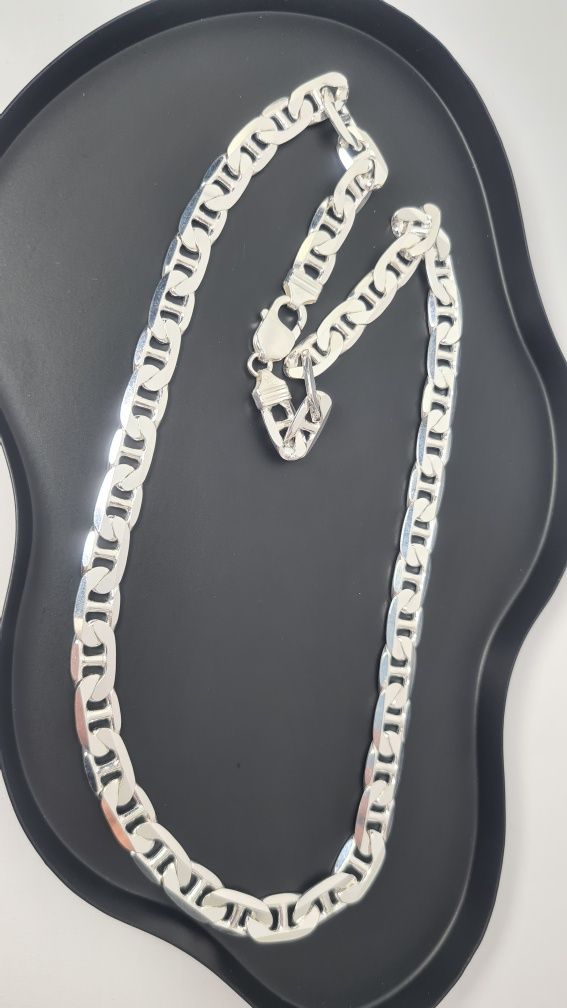 Srebrny gruby łańcuch łańcuszek splot Gucci