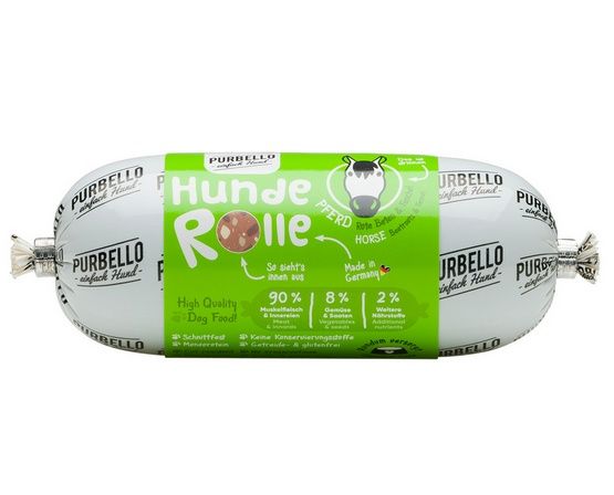 Monoproteinowa kiełbasa dla psa - karma Purbello 90% KONINA Baton 200g