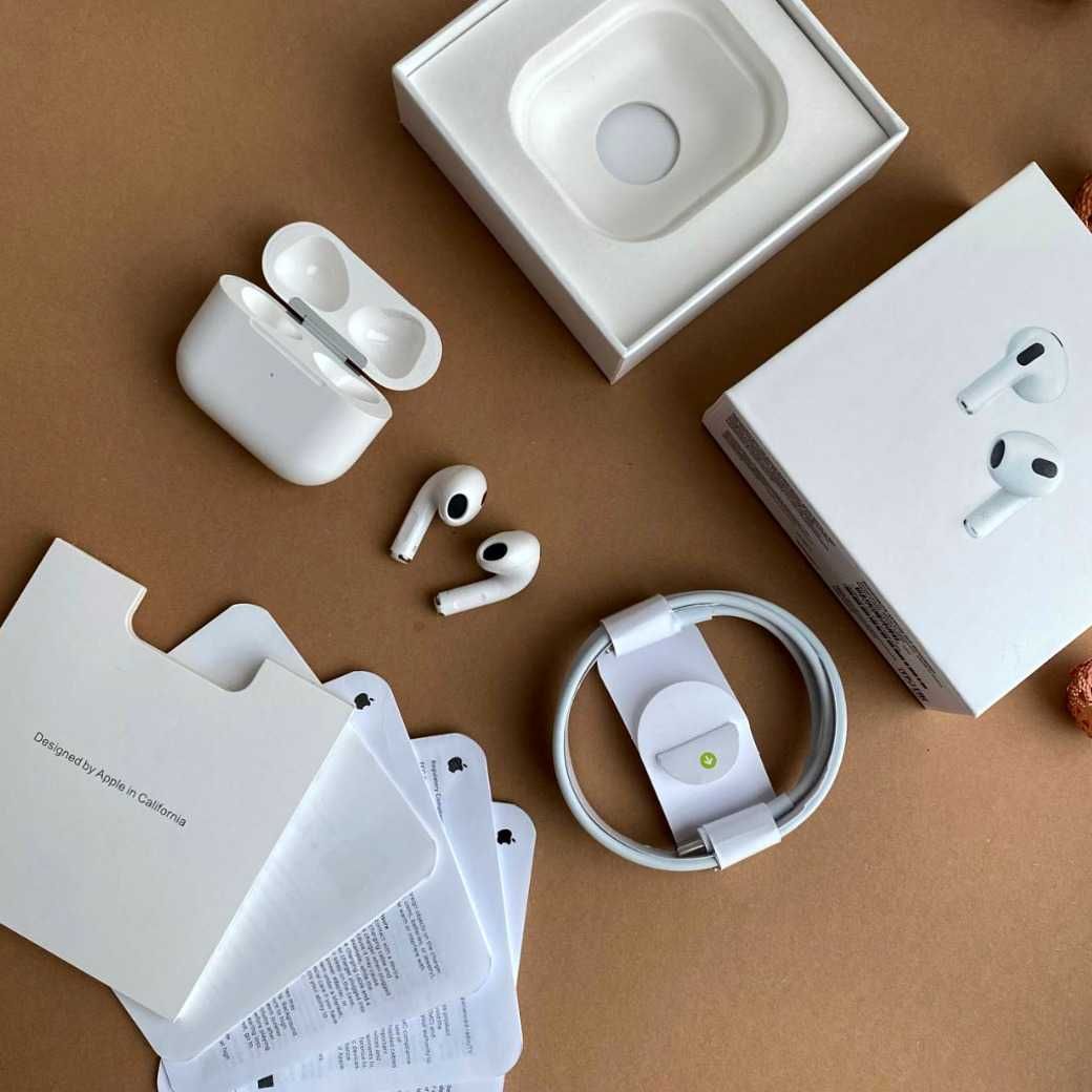 Чохол в подарунок! Навушники Apple AirPods 3 преміум коп 1в1