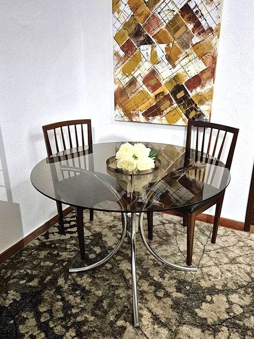 Mesa Redonda / Space Age / Anos 70 / Vintage / Cromado
