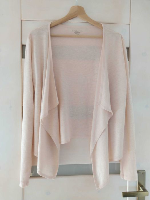 Lniana jedwabna narzutka sweter Majestic Filatures S lato pudrowy róż