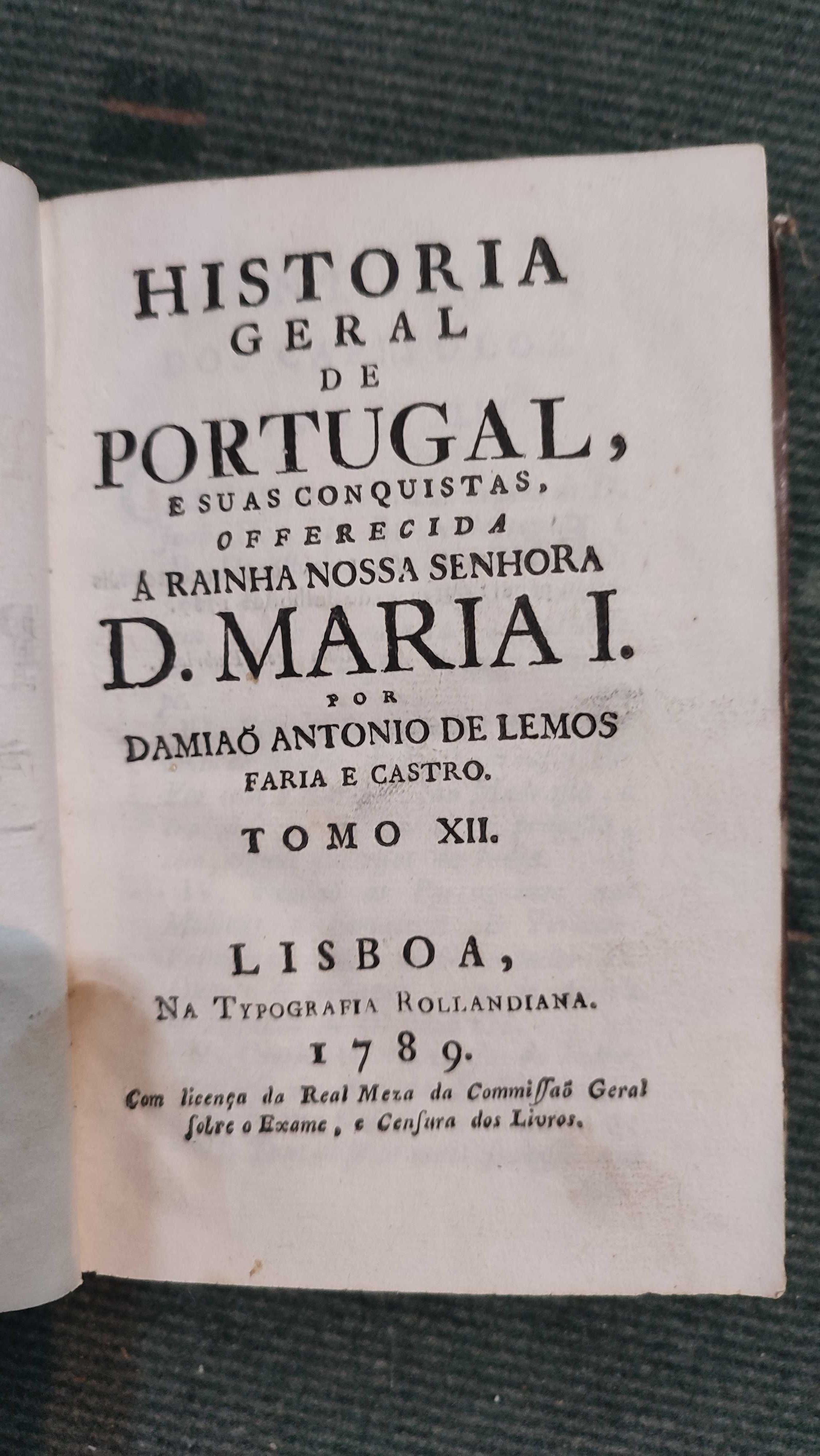 Historia de Portugal-Damião António Lemos Faria Castro- Tomo XII, 1789