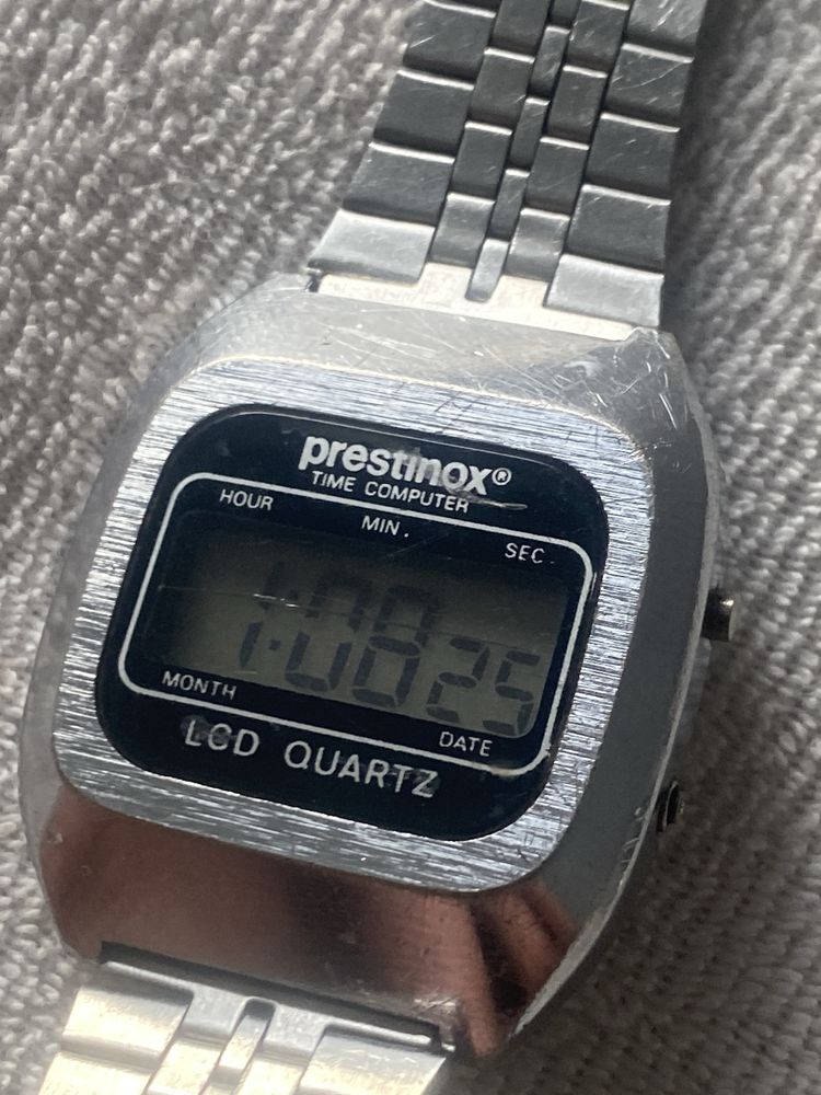 Prestinox Time Computer LCD Quartz Led zegarek elektroniczny prl