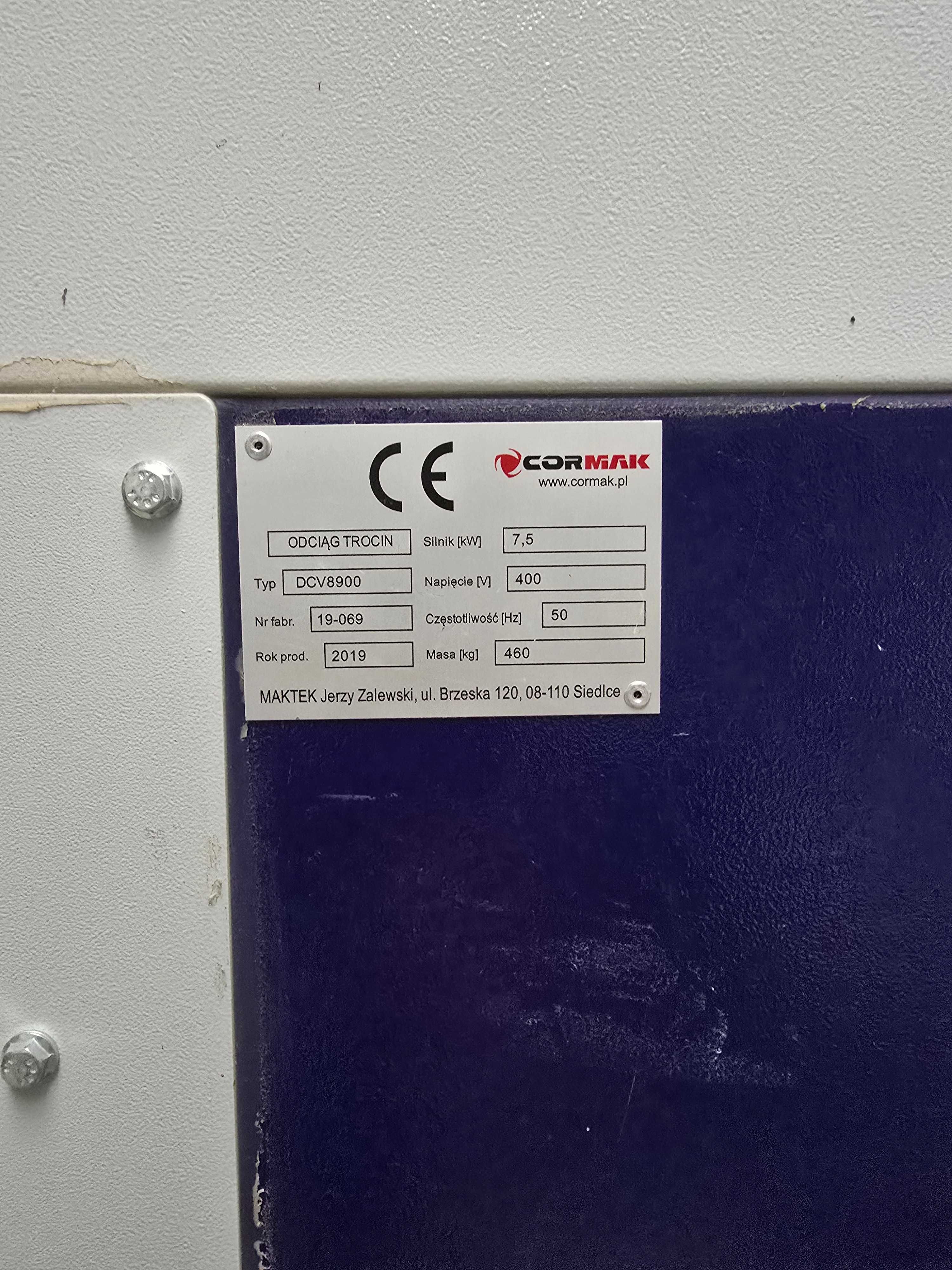 odciąg do trocin CORMAK DCV8900 (7.5 kW, 2019 r.)