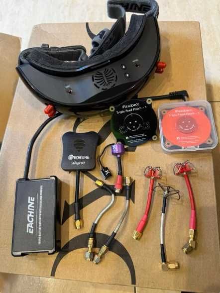 Kit completo de FPV, óculos montados em drone, mochila e acessórios