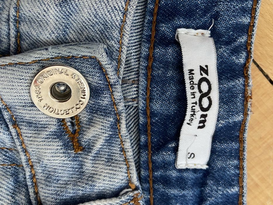 Zoom 36 S damskie spodnie jeansy dżinsy niebisekie przetarcia szeroka