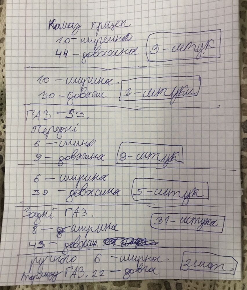 Продам накладки тормозни, колодки тормозні до Газ 52,53, Уаз, КамАЗ