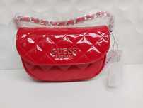 Czerwona torebka lakier GUESS nerka pasek monogram saszetkaT476