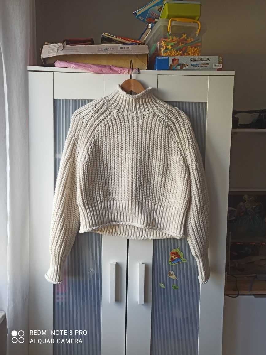 Sweter H&M kremowy r. S