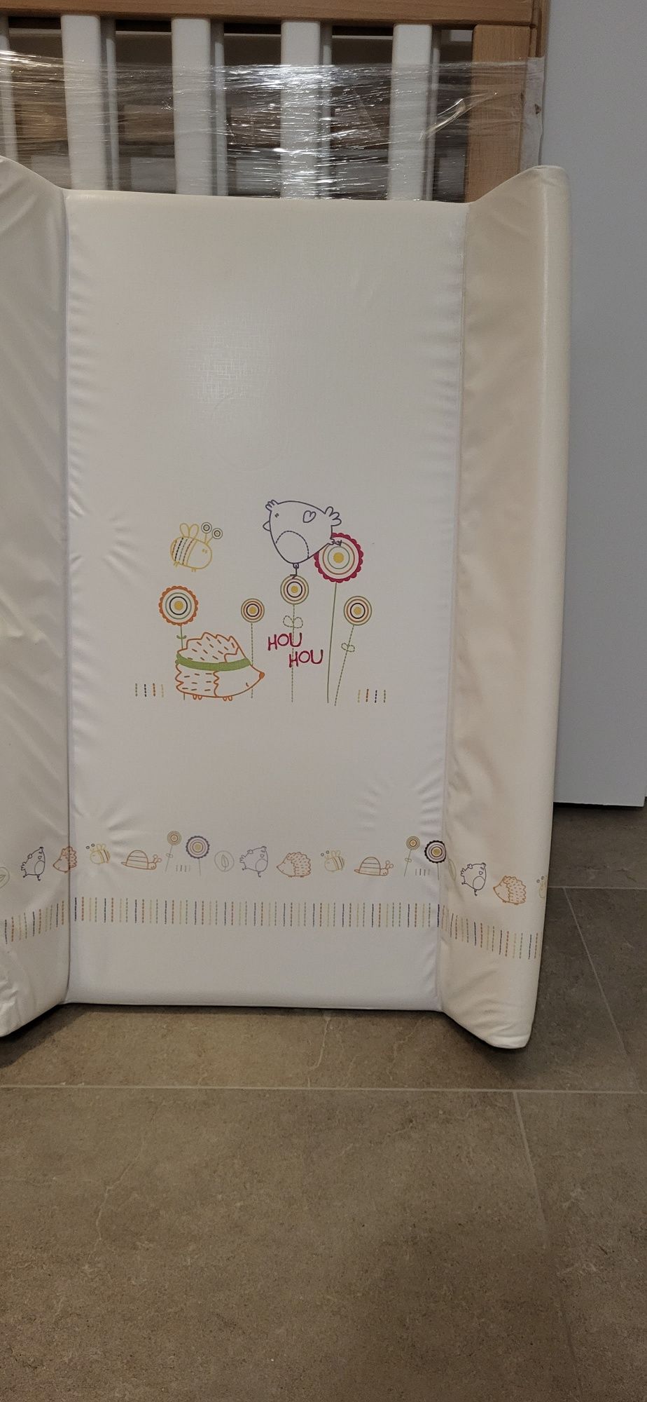 Łóżeczko 120x60 drewniane+przewijak+falbanka IKEA