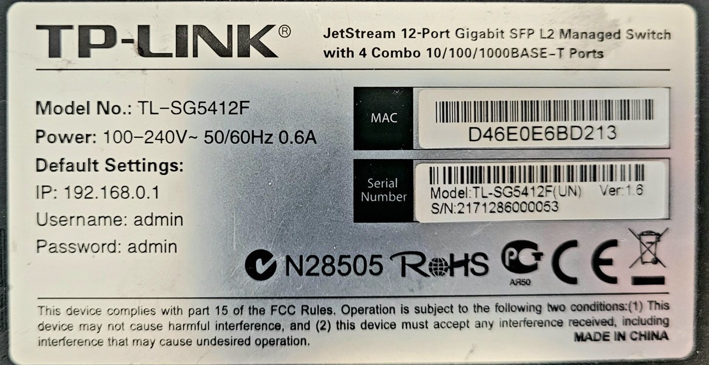 Switch zarządzalny TP-Link, TL-SG5412F