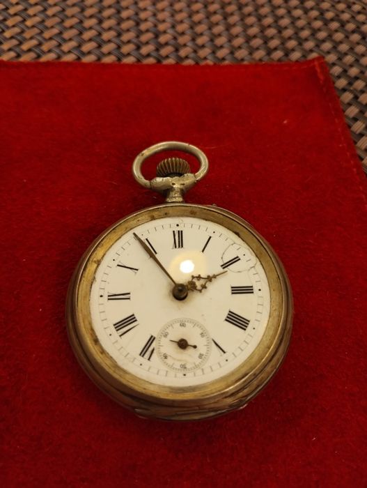 Zegarek kieszonkowy stary antyczny około 1900 rok. Srebrny!