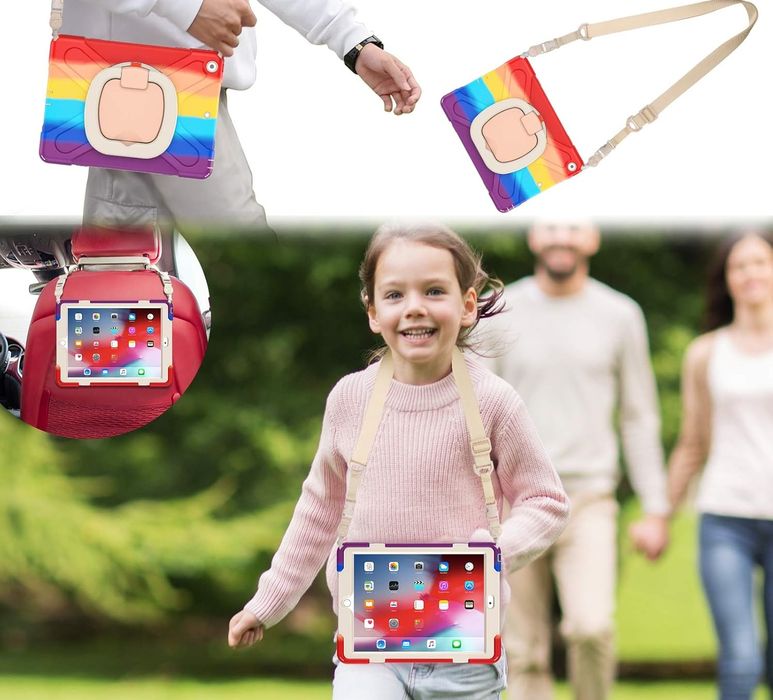 Etui do iPad 9/8/7 10.2” Pancerne z Obrotową Podstawką Kolorowe