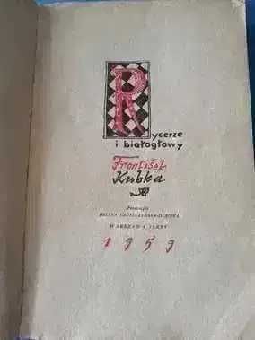 Książka z 1959 r.,,Rycerze i białogłowy,,