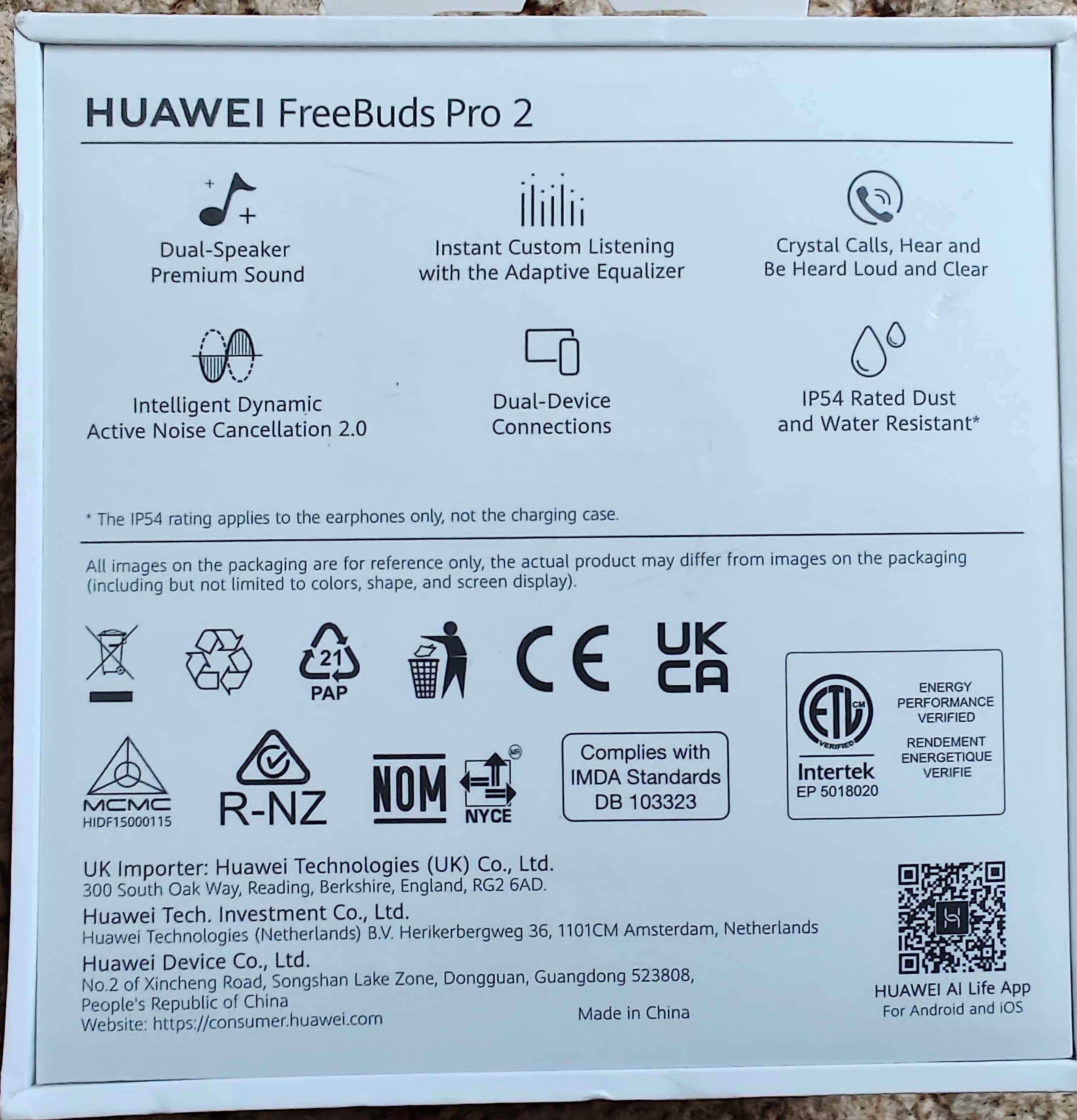 Słuchawki Huawei FreeBuds Pro 2 dokanałowe Bluetooth 5.2 białe NOWE