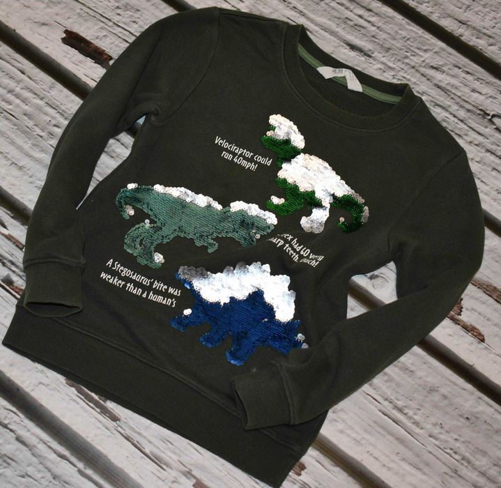 Bluza zielona, z odwracanymi cekinami H&M rozmiar 122/128