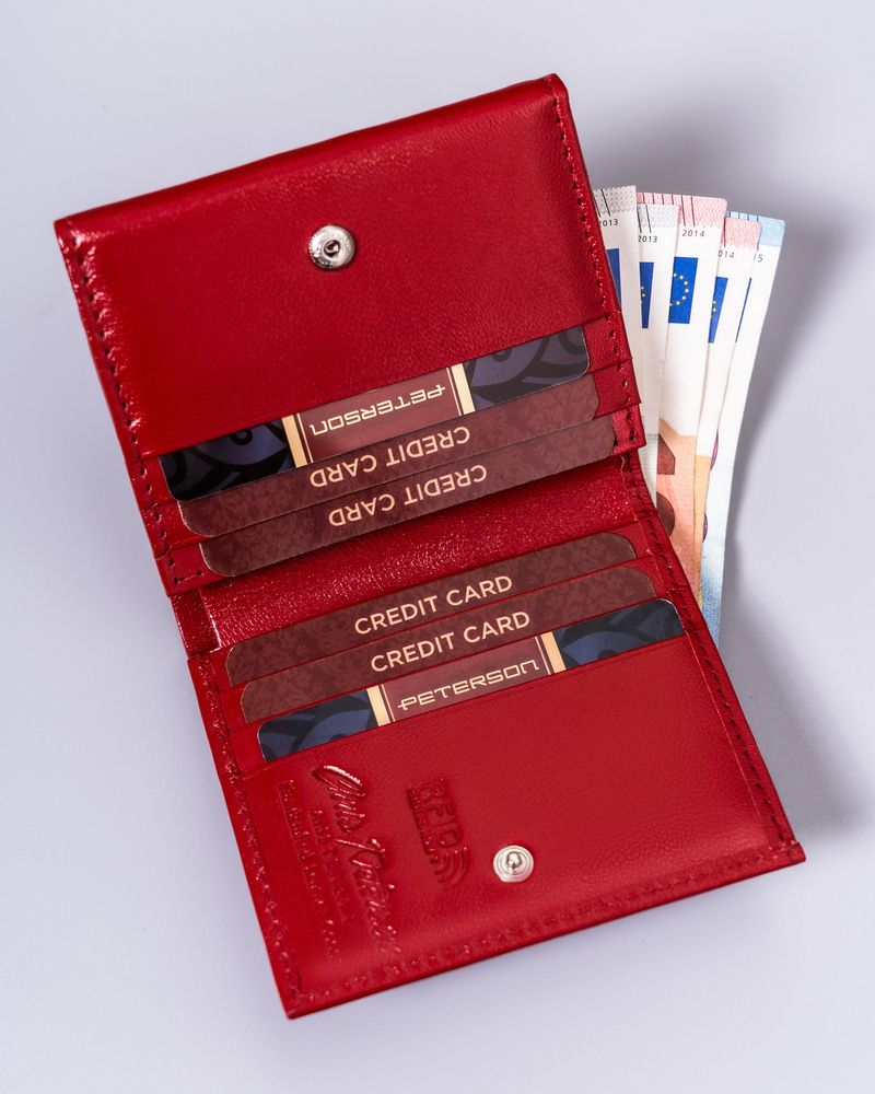 mały, skórzany portfel damski z ochroną rfdi protect - peterson