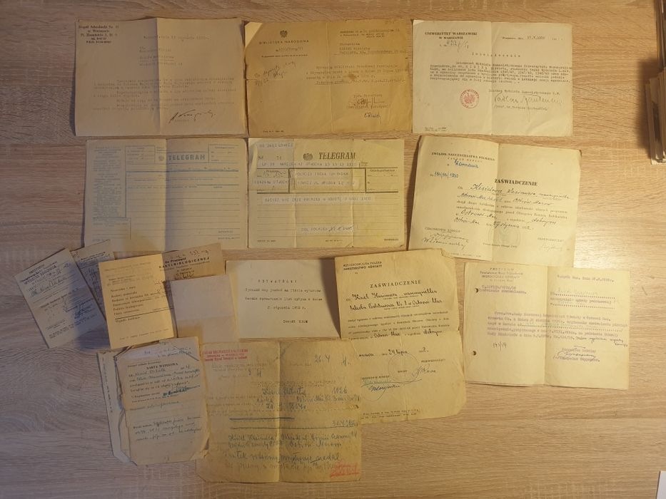 Stare dokumenty z  lat 50-tych PRL