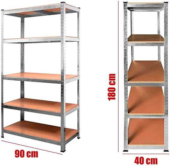 Estante com 5 prateleiras, 180 x 90 x 40 cm, Nova