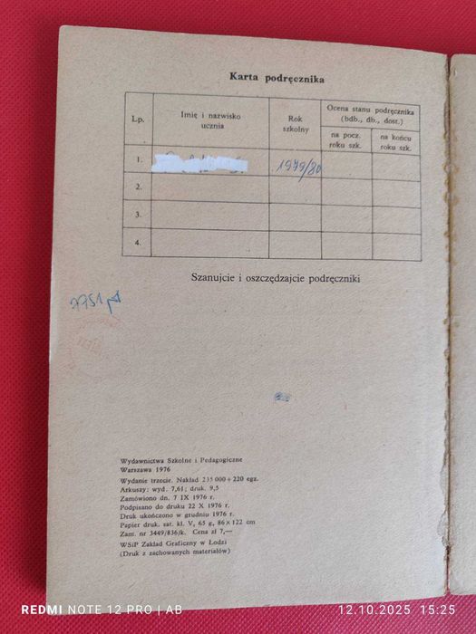 Nauka o języku, podręcznik dla szkoły zawodowej, wyd. z 1976 r.