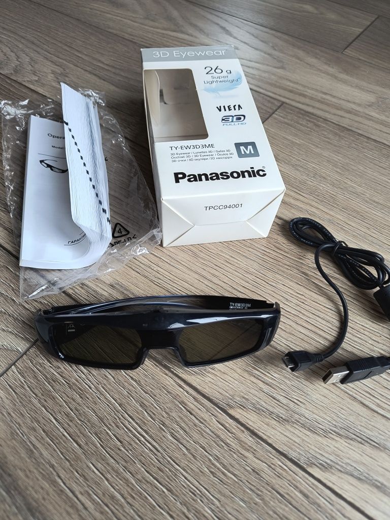Okulary 3D Panasonic TY-EW3D3ME, stan BDB,  2szt, do telewizor 3D