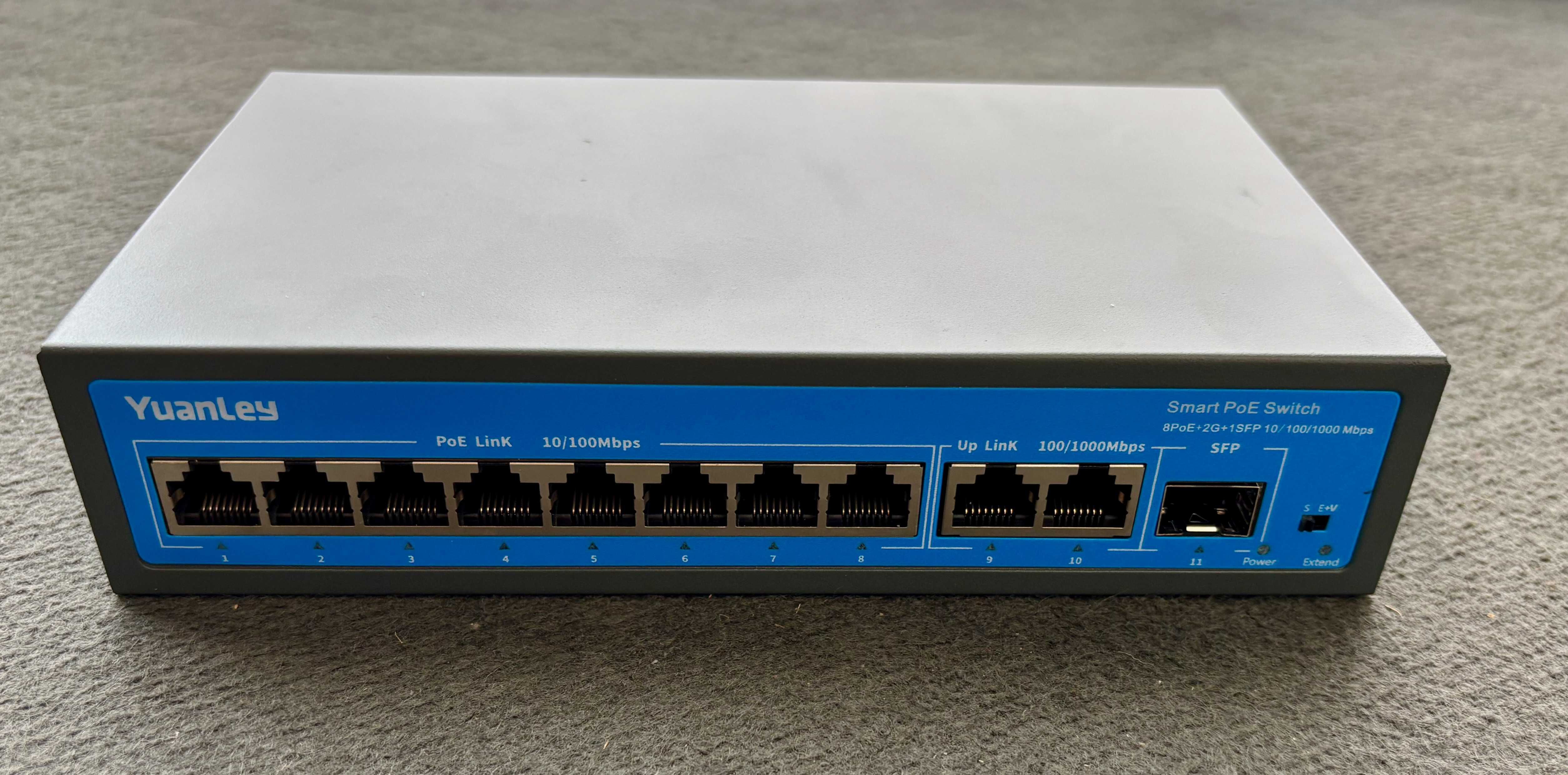 Switch PoE 8 portas Gibabit + 2 uplink + SFP - YuanLey YS2083F-PS