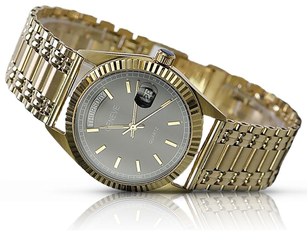 Złoty zegarek bransoletą męski 14k 585 Geneve mw013ydbc&mbw012y Poznań