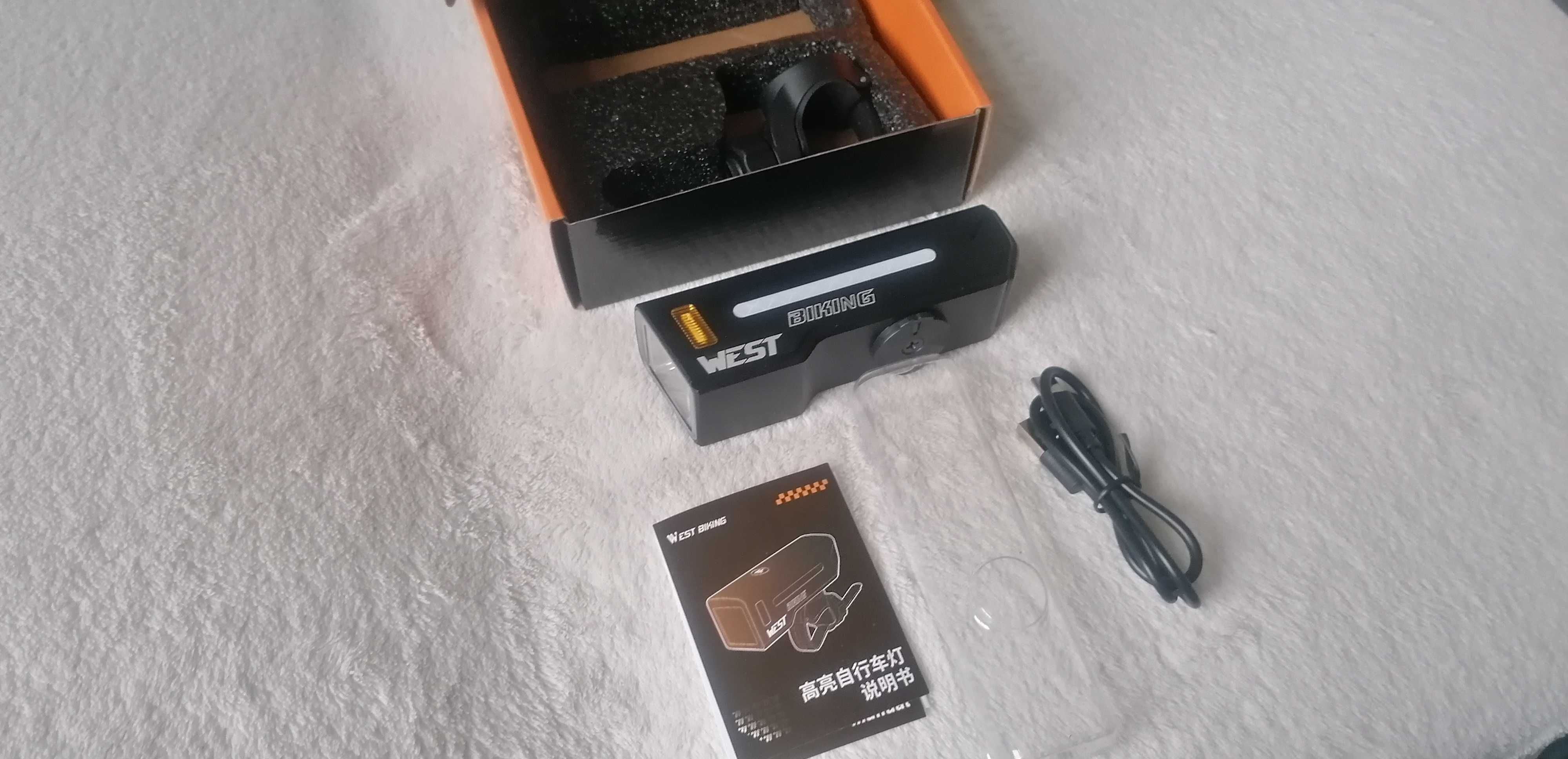 Nowa latarka rowerowa West Biking ze światłami długimi 5000mAh, mocna