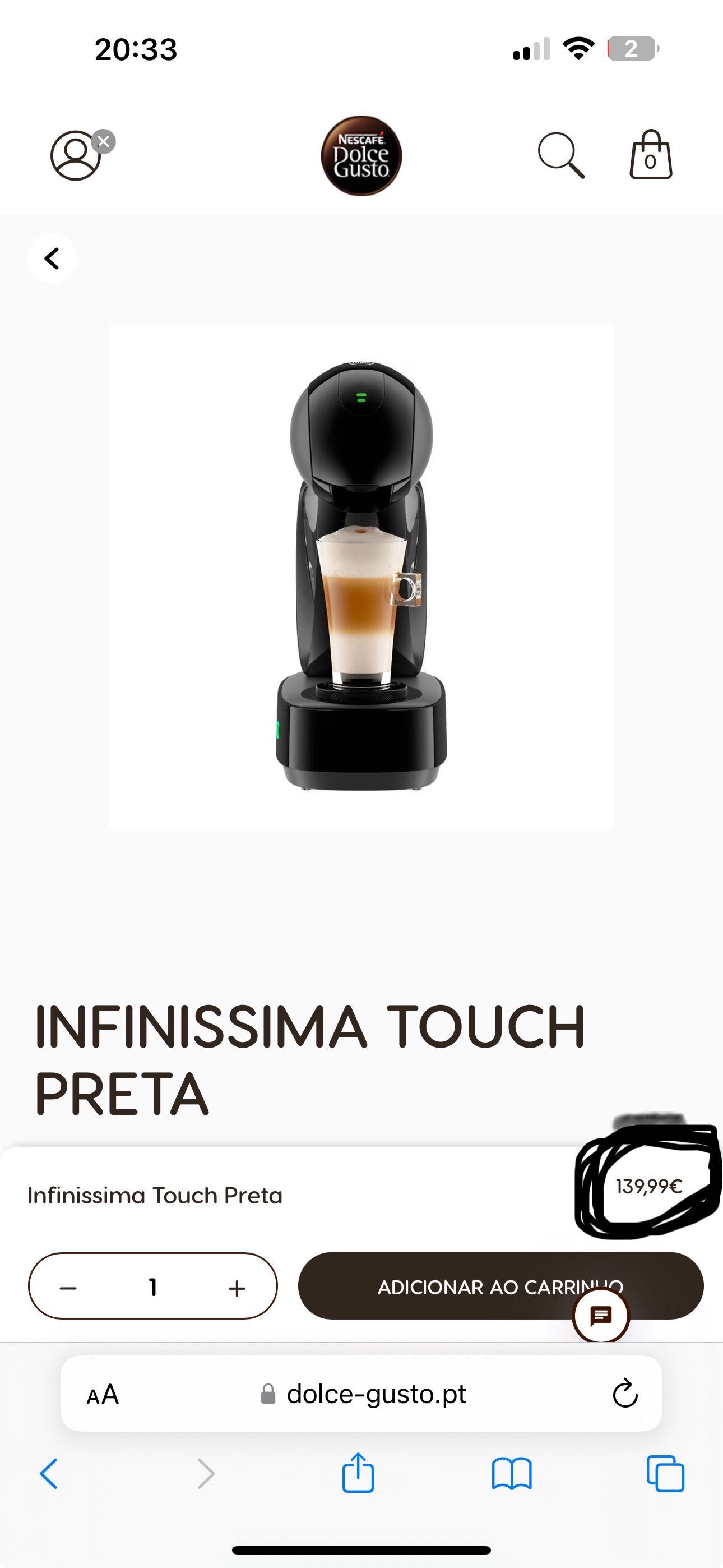 Máquina de Café DolceGusto INFINISSIMA TOUCH PRETA