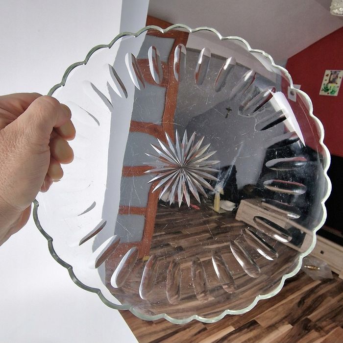 Biedermeier wielka stara patera półmisek szkło ołowiowe lata 1890