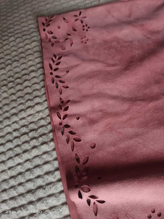 Spódniczka zamszowa zgaszony brudny róż rozm 36 S Primark ażurowy dół