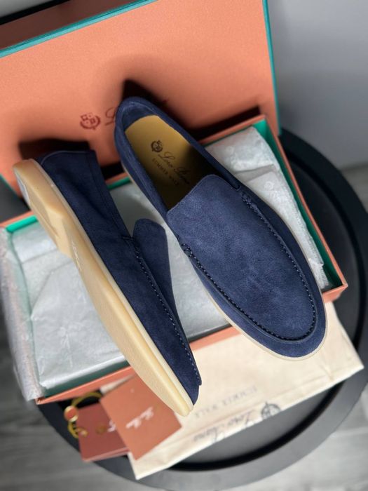 Лофери чоловічі сині loro piana lp замшеві сині туфлі кеди