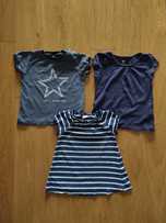 KOMPLET 98 HM lindex T-shirt w paski granatowy szary gwiazdka bluzka