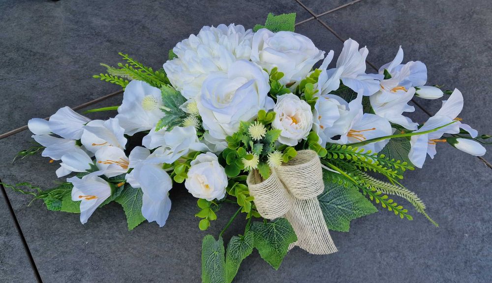 2X Kompozycja kwiatowa na grób cmentarz stroik ikebana Z157