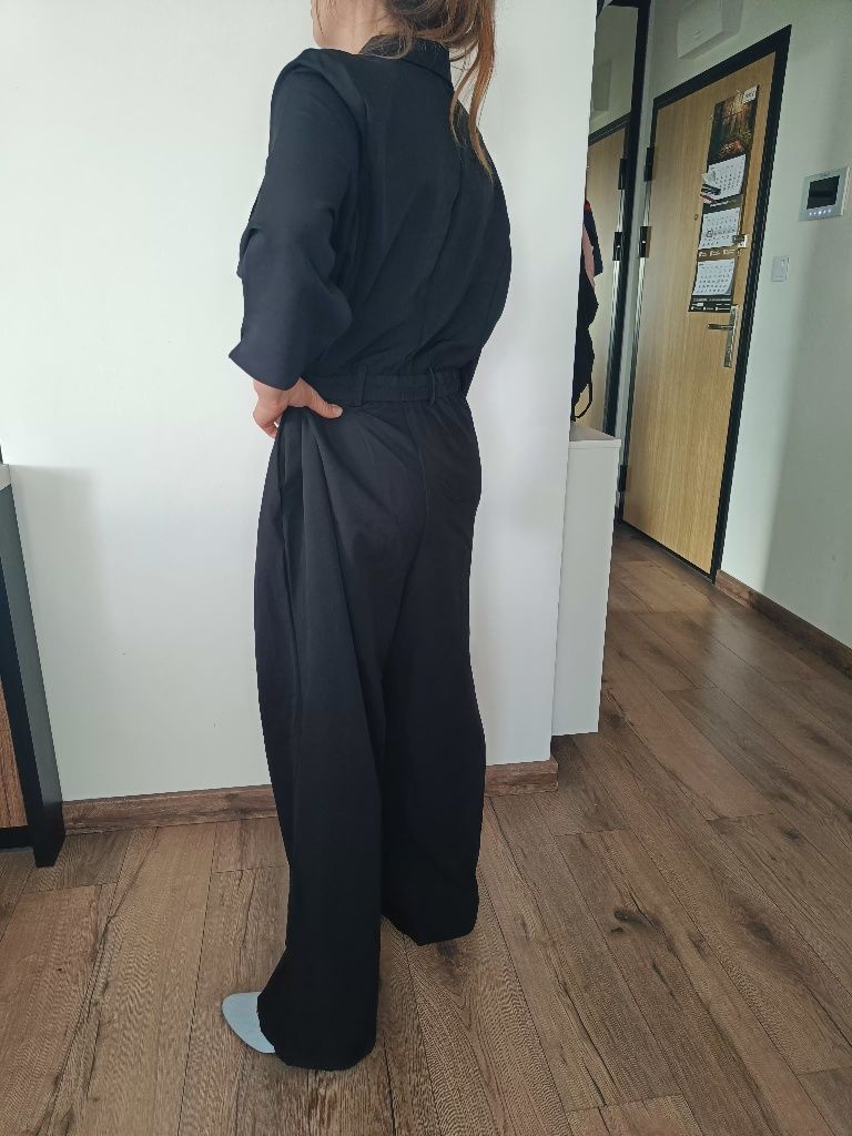Kombinezon czarny elegancki 50 5XL Bonprix kopertowy