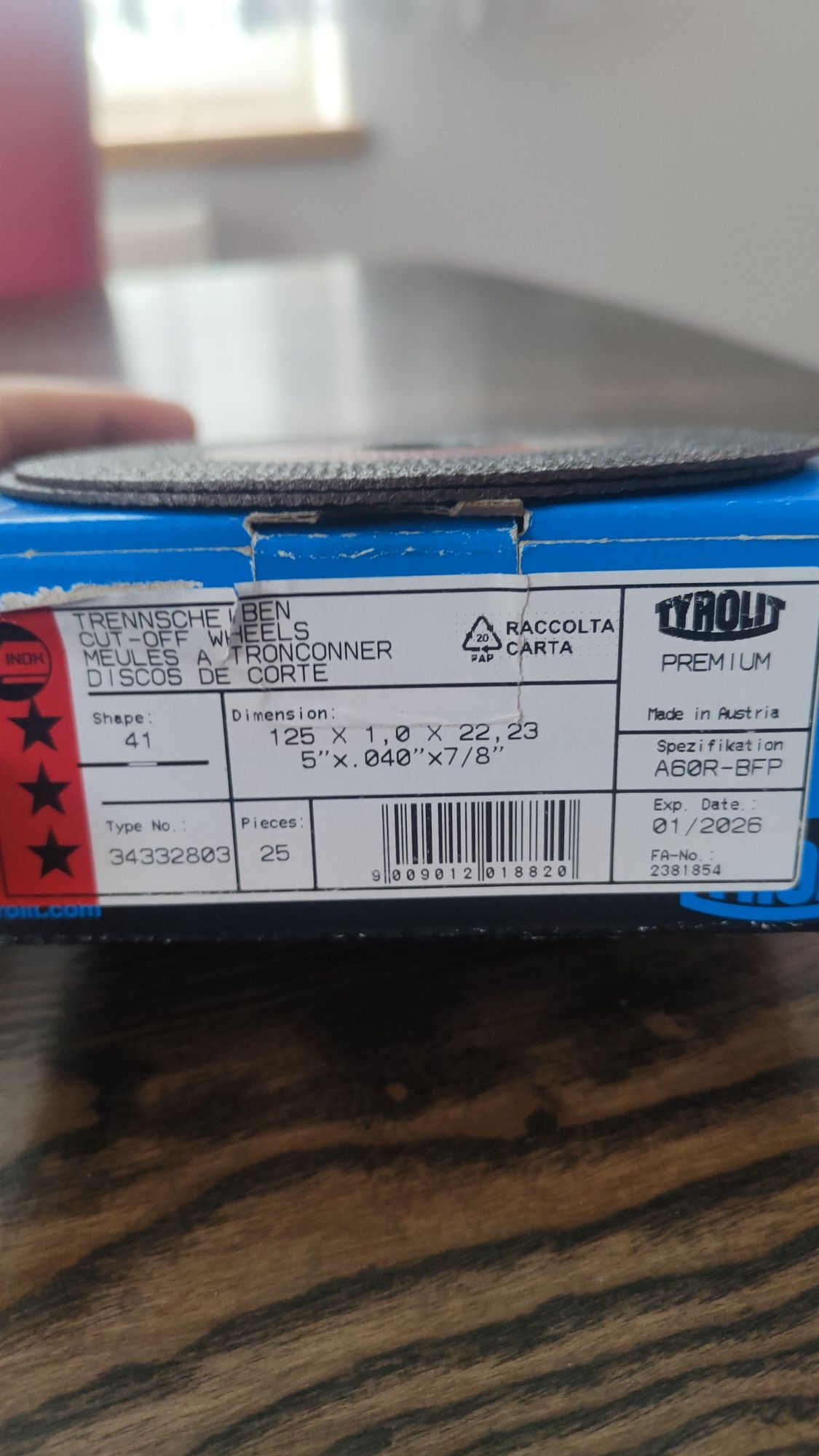 Tarcza do cięcia stali nierdzewnej 125×1,0x22,23 PREMIUM TYRO