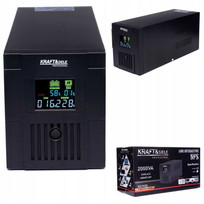 Zasilanie Awaryjne UPS 1200W LCD Pieca Pompy Wbudowany Akumulator New*