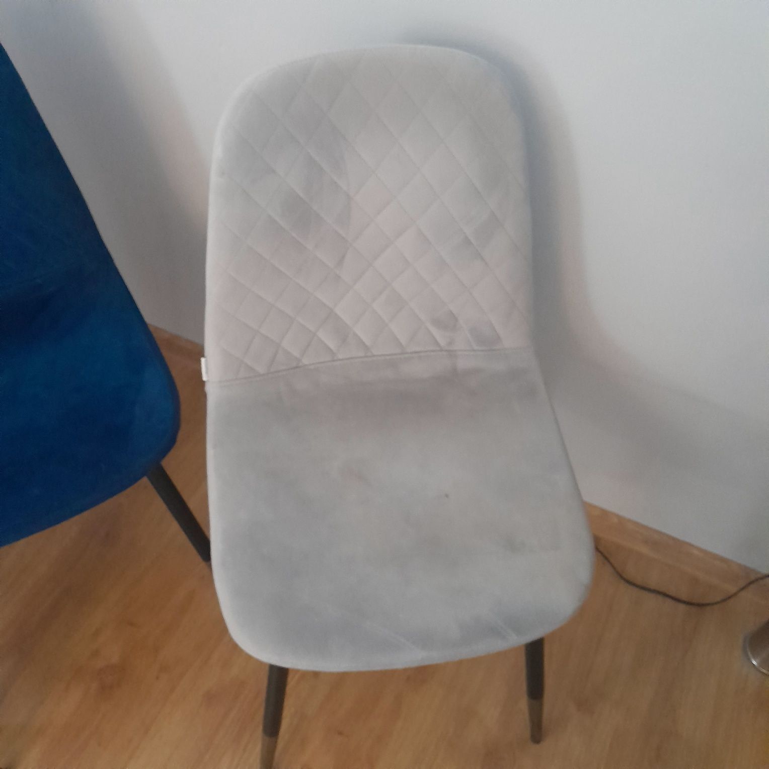 4szt komplet krzesła homla welurowe Velvet szare krzesło granat