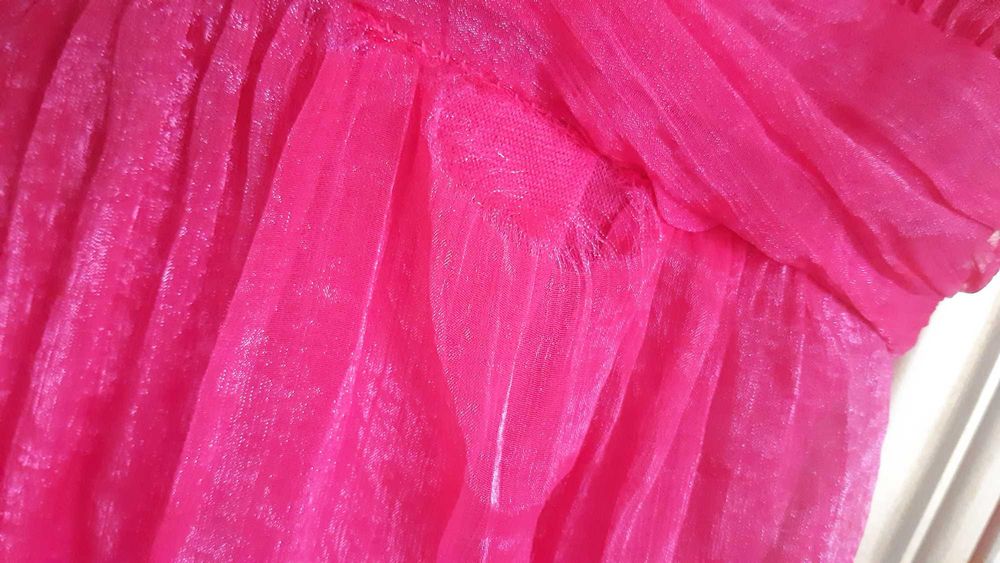 zestaw różowa tiulowa lekka sukienka ćwieki bolerko narzutka gratis S