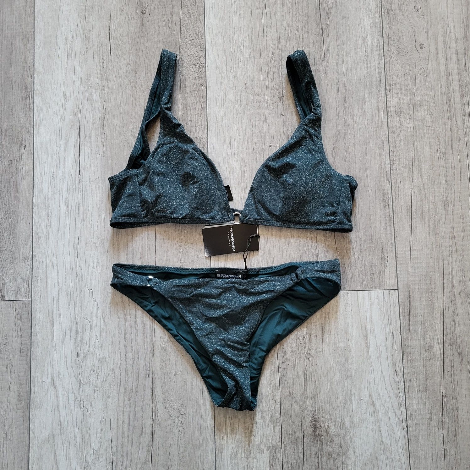 Kostium kąpielowy dwuczęściowy Emporio Armani 38M butelkowa zieleń