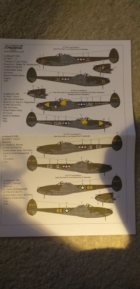 Model do sklejania p -38 h Lightning tamiya 1/48