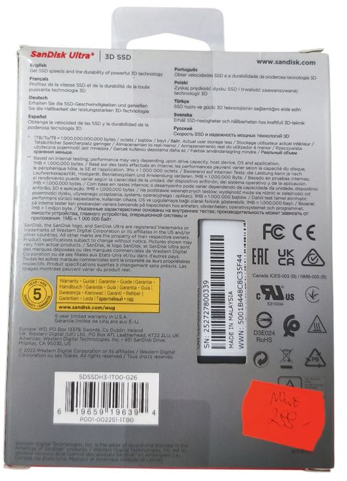 NA LEWARA nowy SanDisk SSD Ultra 3D 1TB 560/520 MBs SDSSDH3-1T00-G26