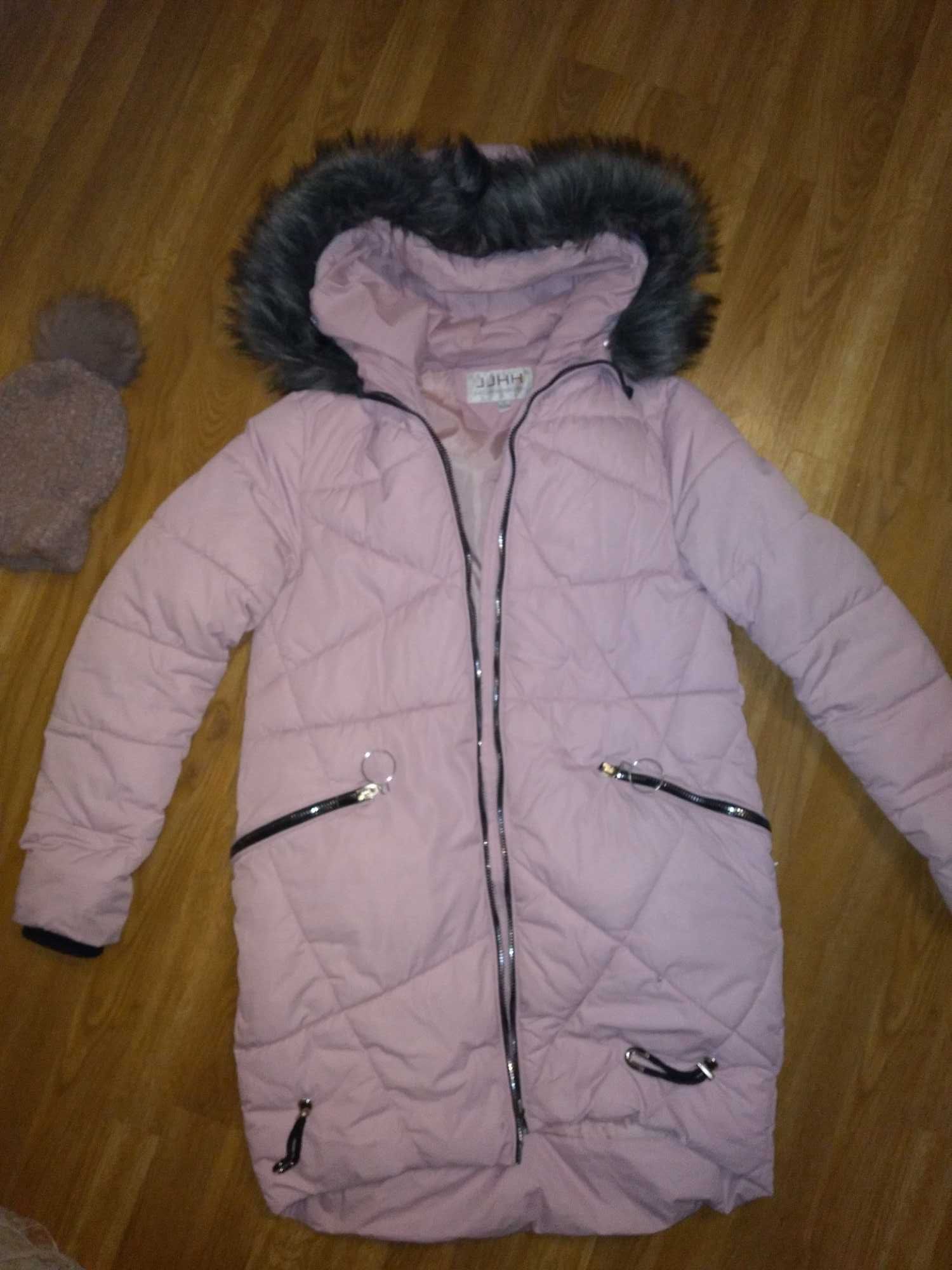 Куртка пальто зимняя на девочку 13-15лет Шапка в подарок