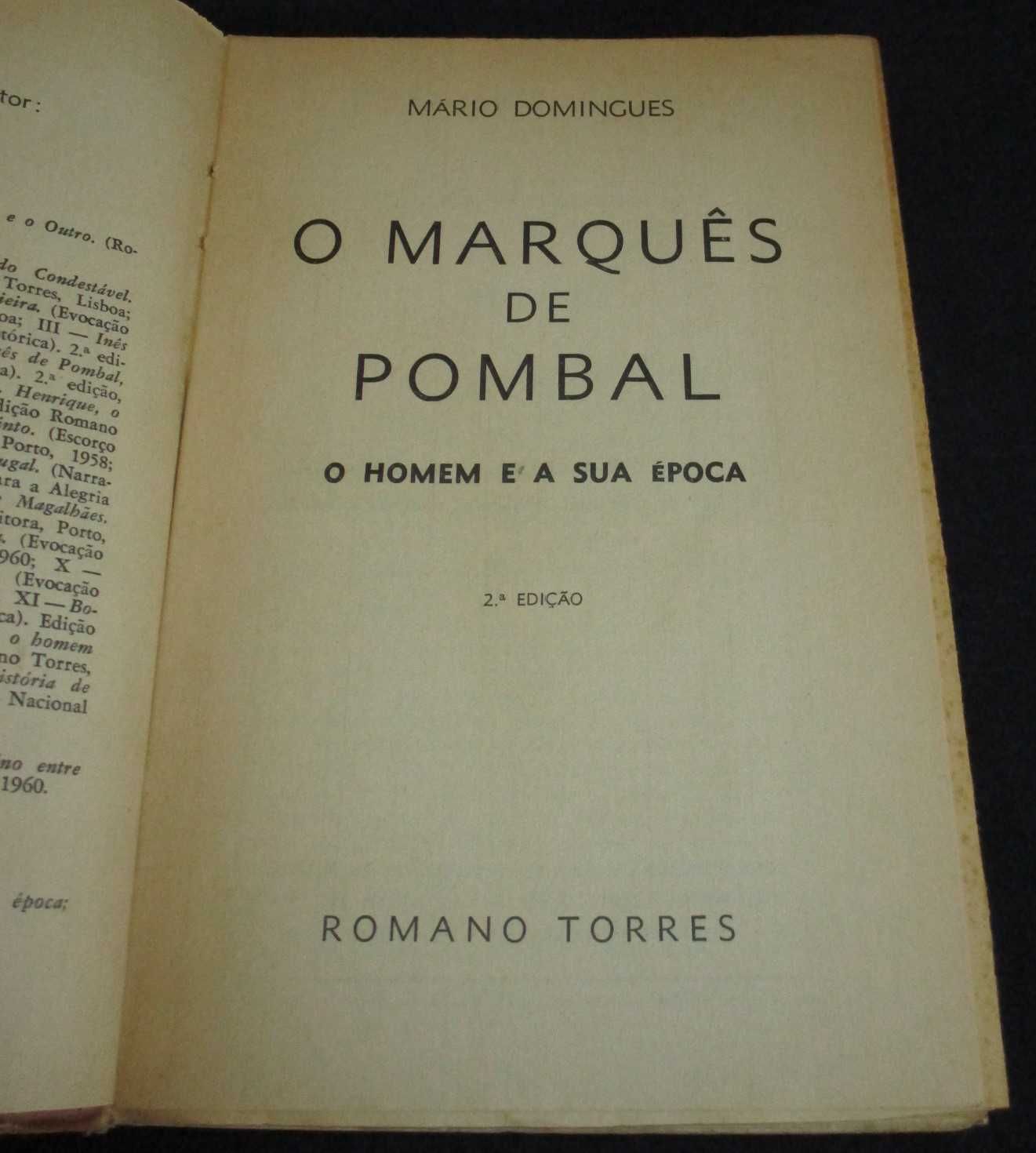 Livro O Marquês de Pombal Mário Domingues