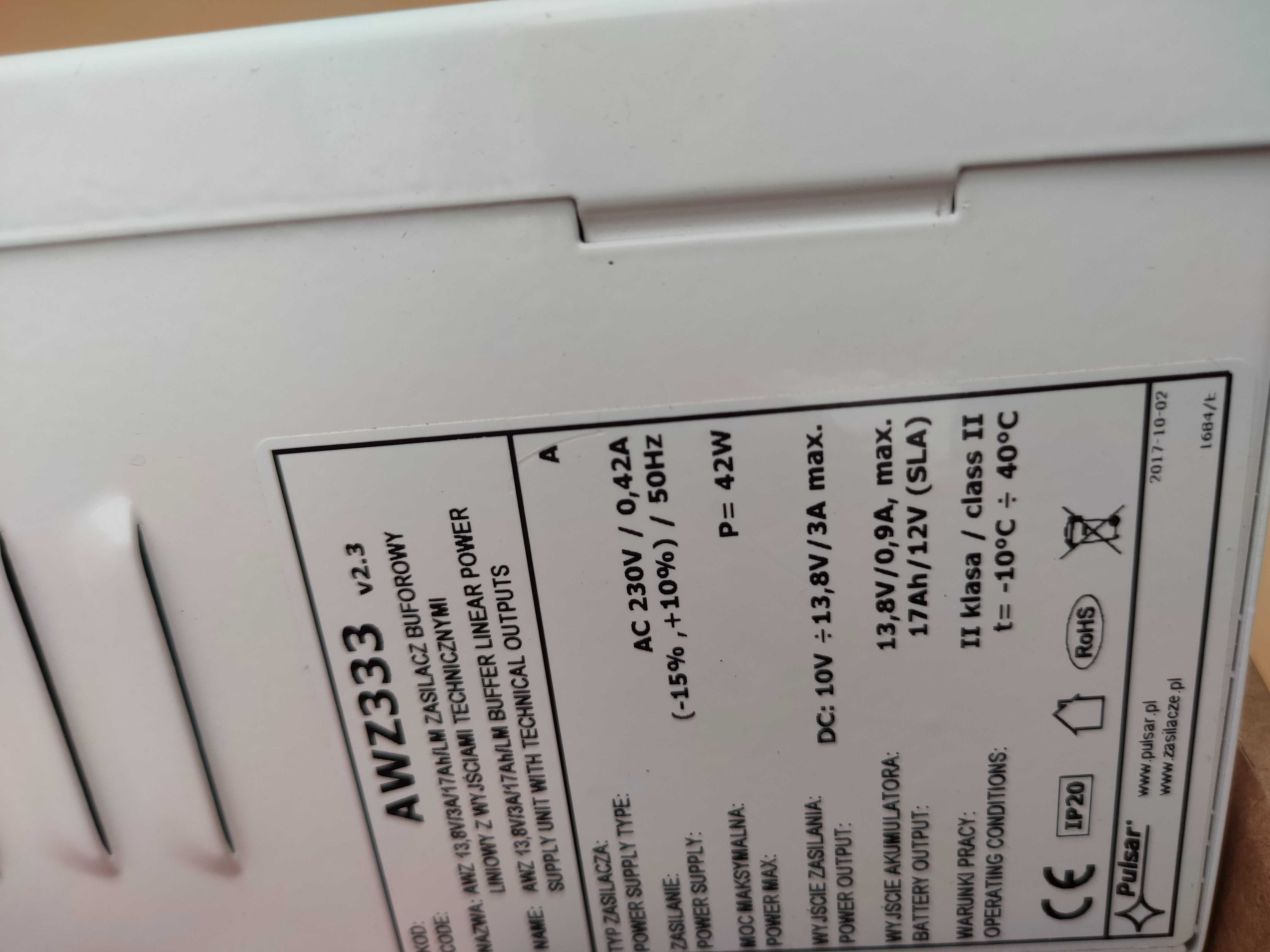 AWZ333 - Zasilacz buforowy liniowy 13,8V/3A/17Ah/LM PULSAR