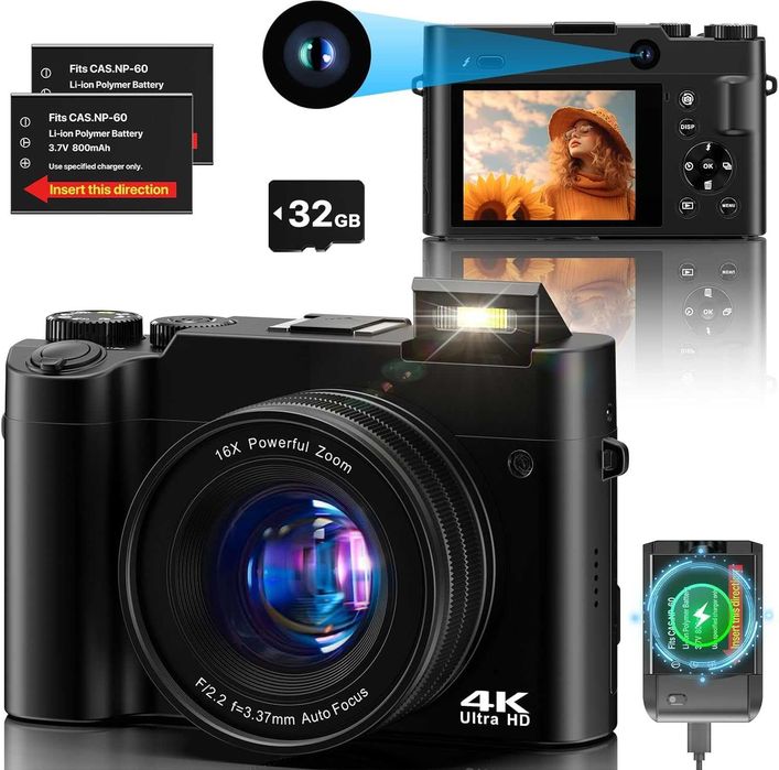 Aparat cyfrowy 4K DUAL DC218 64MP - NOWY -