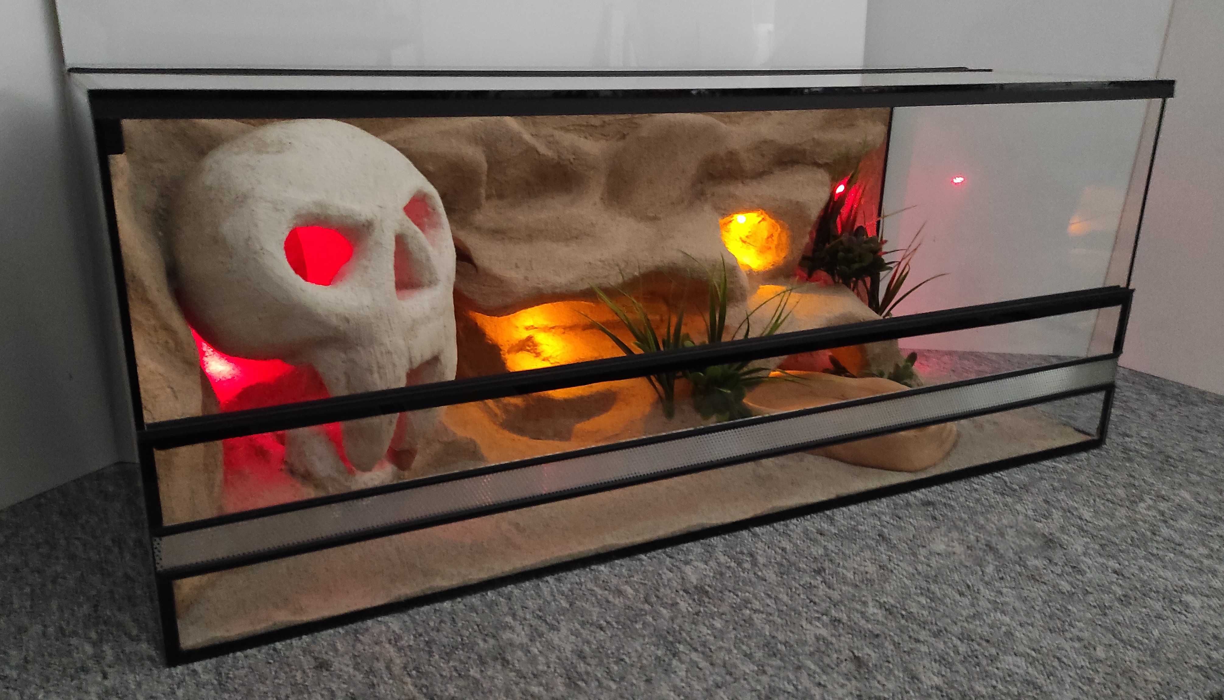 Terrarium z czaszką i oświetleniem LED dla węża, TW43P2Cz, AquaWaves