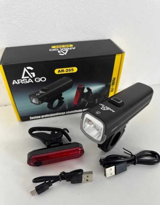 Lampka rowerowa przednia tylna LED przód tył latarka akumulatorowa USB