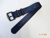 Pasek  nylonowy NATO do zegarka granatowy 222mm BluShark czarne klamry